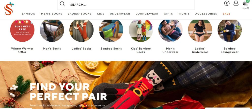 SOCKSHOP: Shops for a huge range of socks, underwear and loungewear