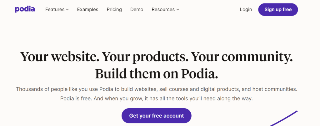 Podia: Get a free website, host a community for free, or sell courses and digital products