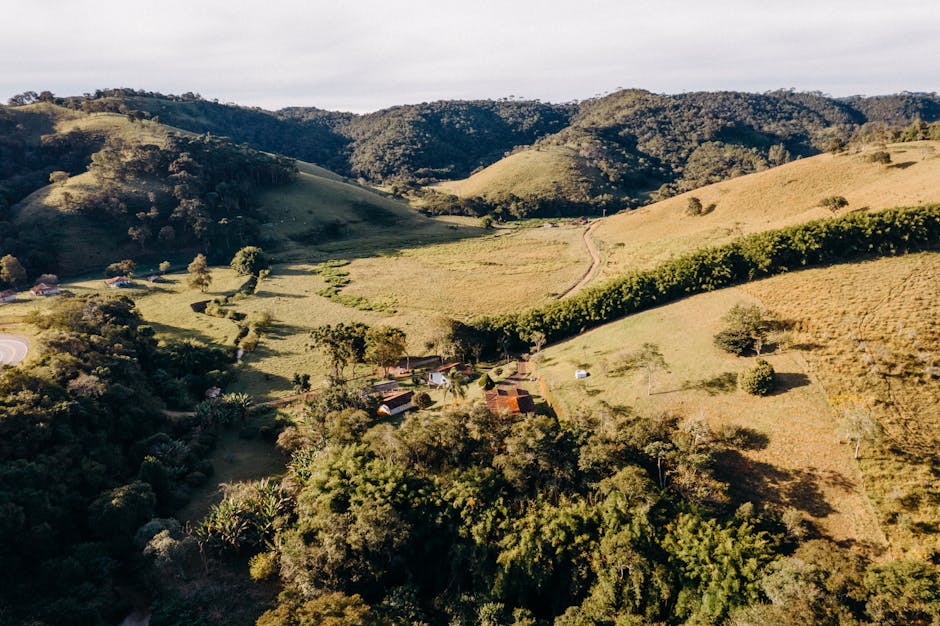 aerial view green hills landscape Brazil