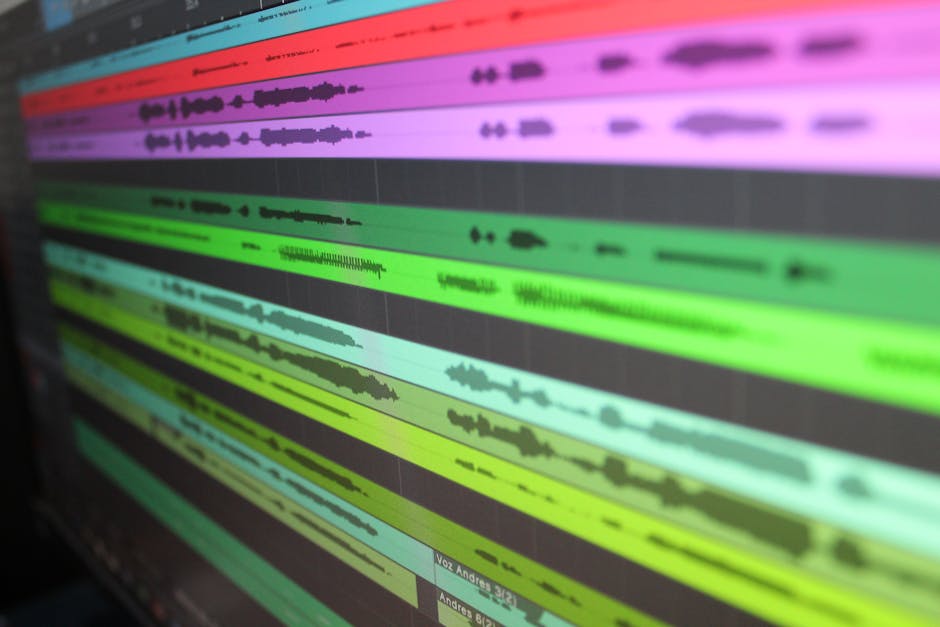 audio editing software interface on computer screen in studio