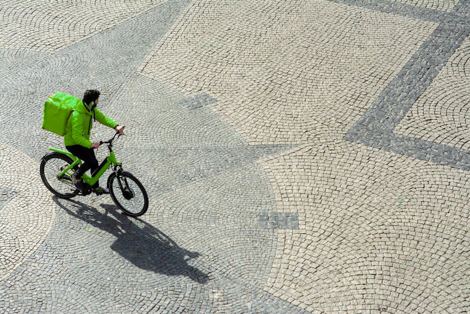 bicycle delivery courier in German city