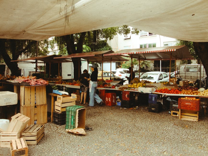 colorful Brazilian street food market stall