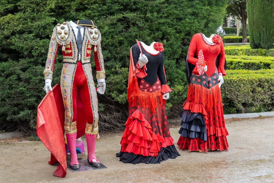 Colorful flamenco inspired fashion accessories display