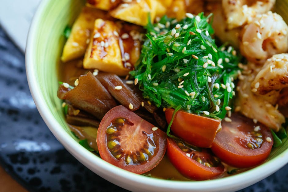 Colorful plant-based meal bowl with vegetables