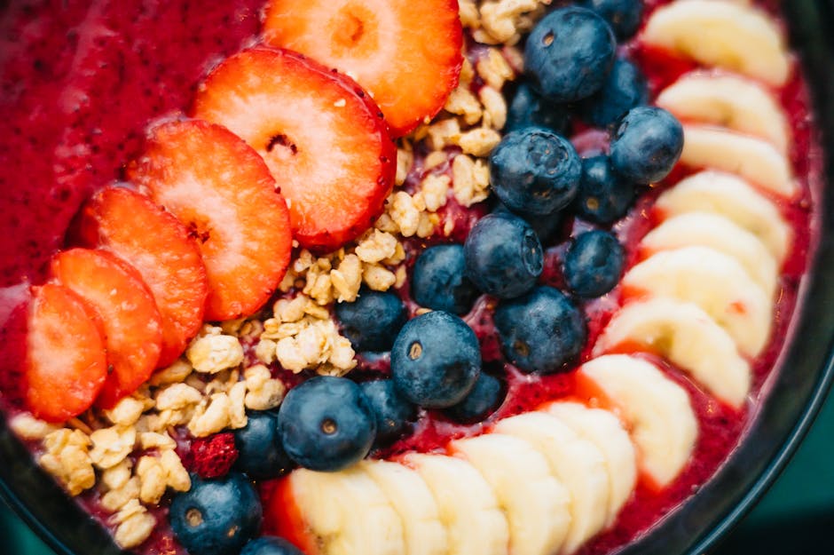 colorful smoothie bowl with fruits