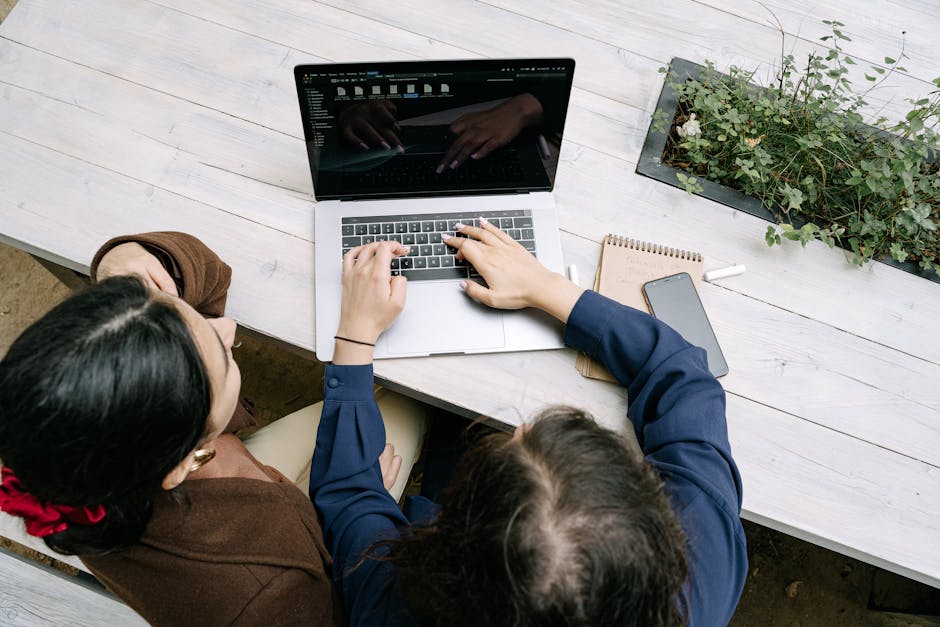 coworking space laptop nature