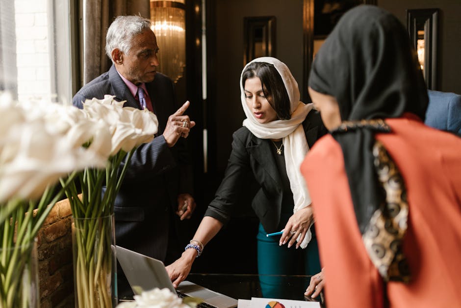 diverse group people discussing investment strategy