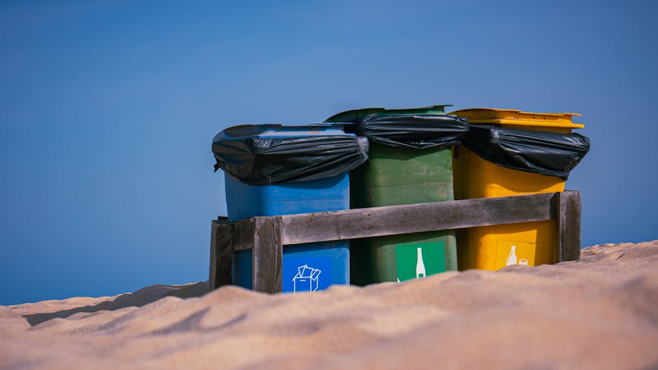 eco-friendly beach station with recycling bins