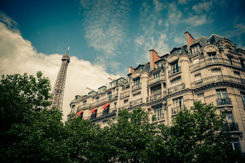 Eiffel Tower view from elegant Paris hotel room