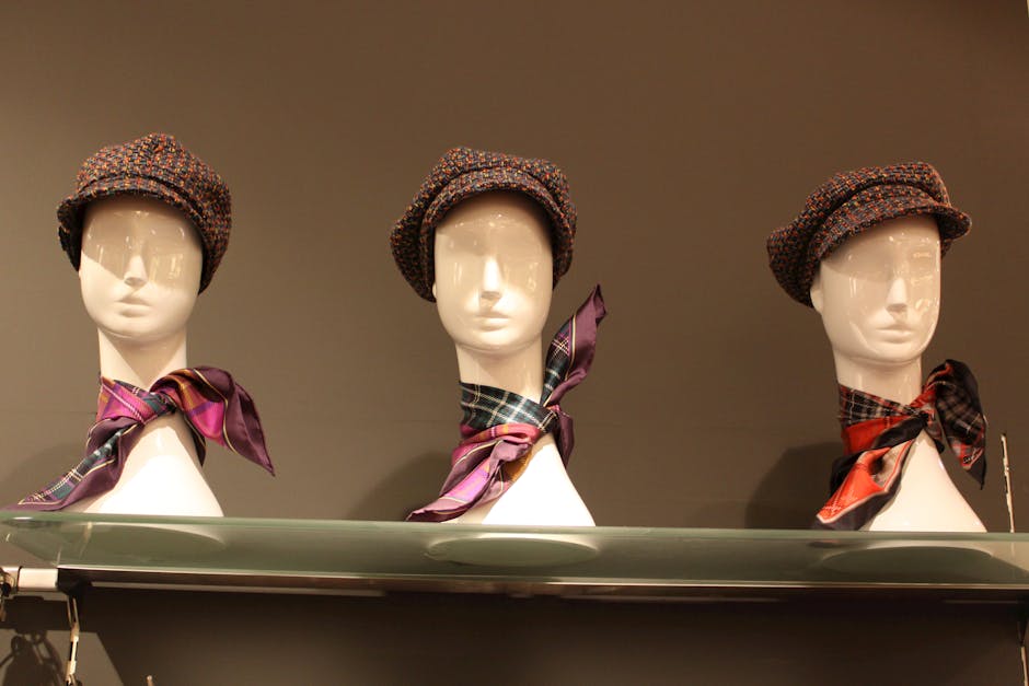 Elegant autumn boots and scarf display in Paris boutique