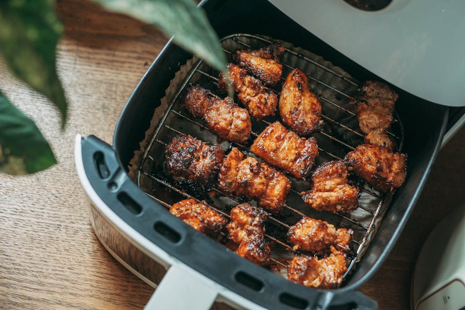 family cooking with air fryer appliance