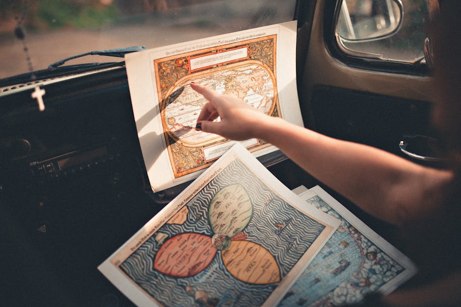 Female traveler reading map at Brazilian viewpoint
