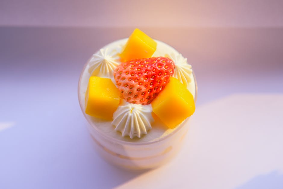 fresh tropical mango mousse in glasses