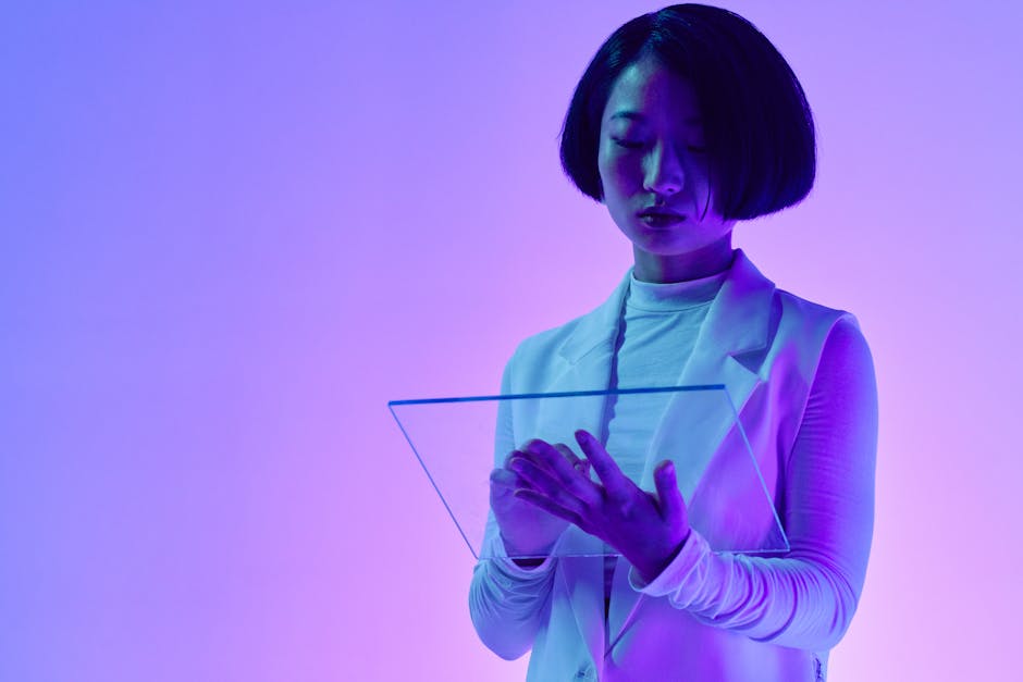 futuristic content creation studio with AI screens