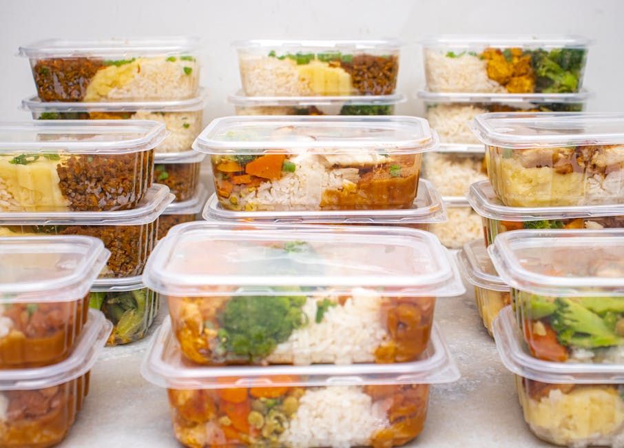 high protein meal prep containers in kitchen
