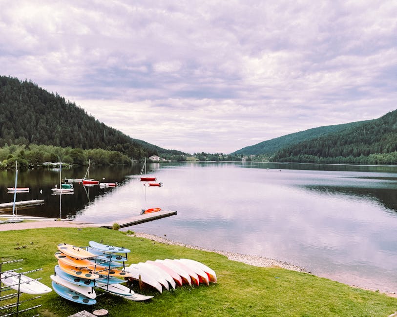 kayak on tranquil french lake nature