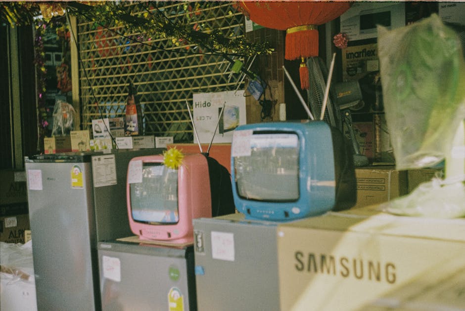 large television display in electronics store