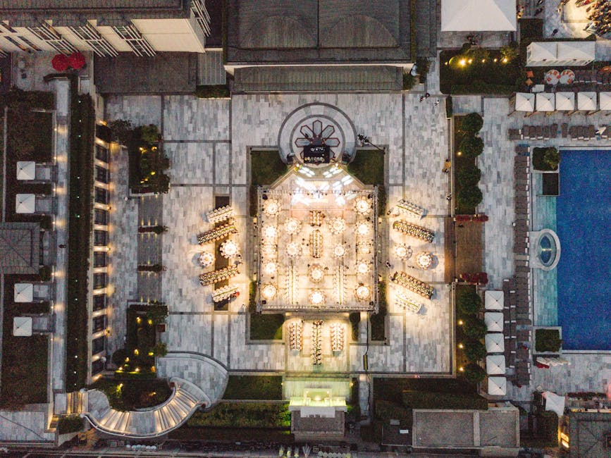 luxury hotel rooftop view at night