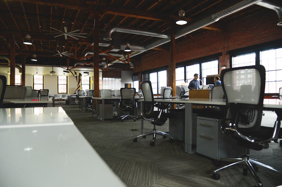 modern coworking space with open plan desks