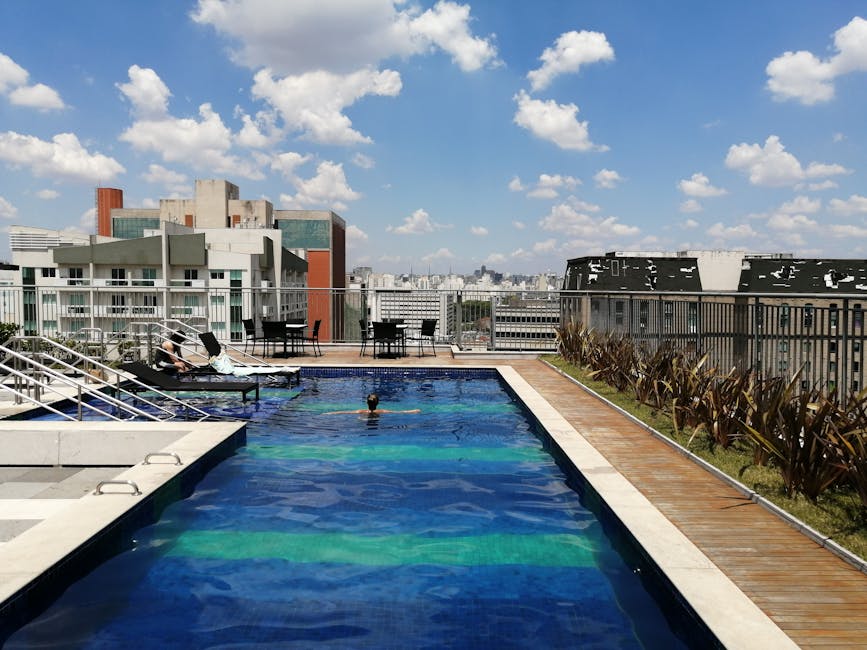 modern rooftop pool city skyline Brazil