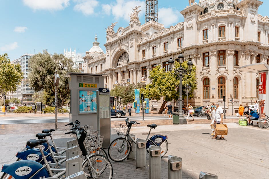person riding e-bike Valencia Spain
