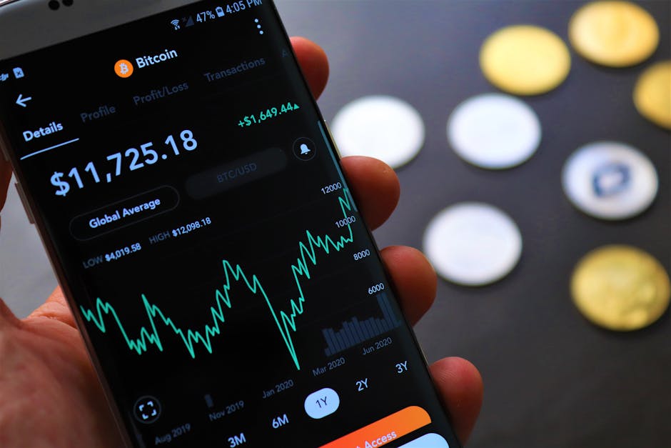 person using smartphone cryptocurrency app