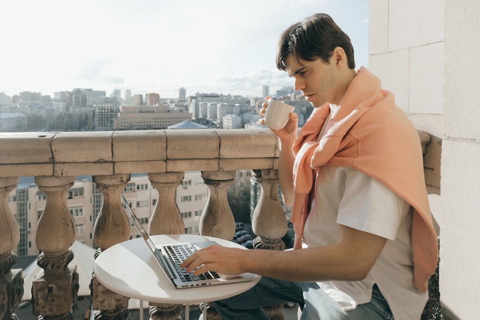 person working remotely from german city