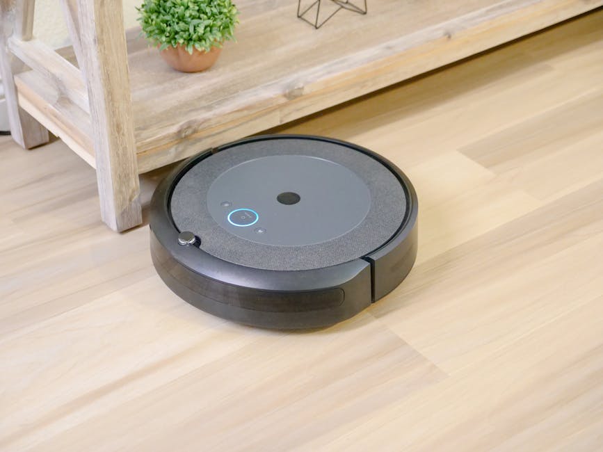 smart robot vacuum device in living room