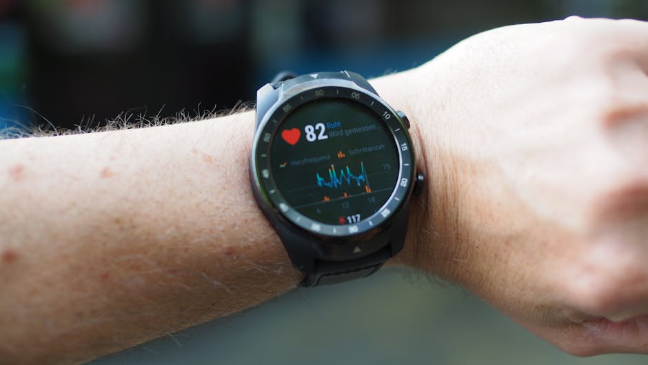 Smart watch display showing heart rate data