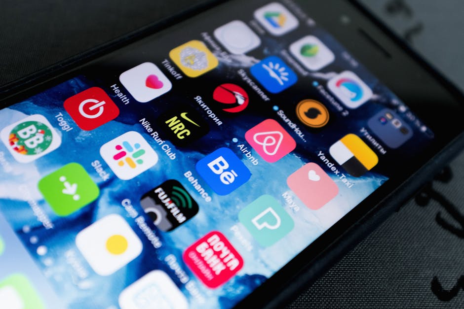 smartphone display with colorful apps screen