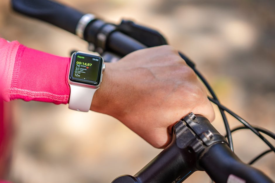 smartwatch with fitness tracking data on wrist