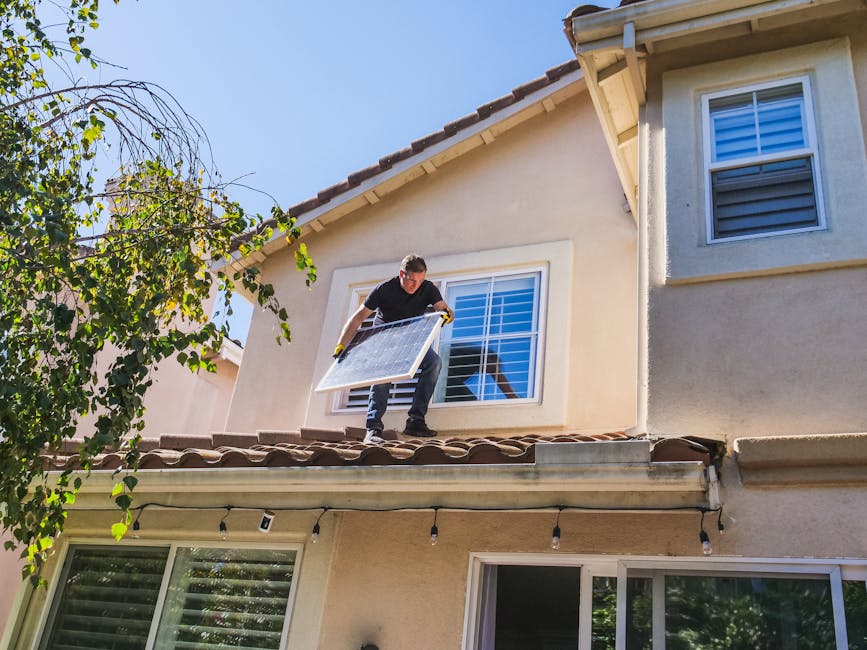 solar panel installation on residential house