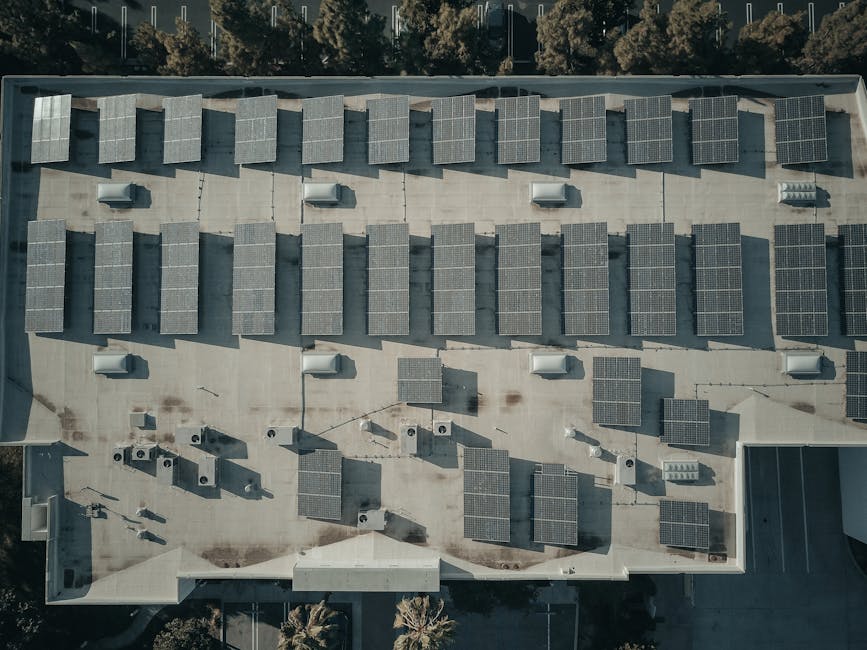 solar panels on commercial building roof
