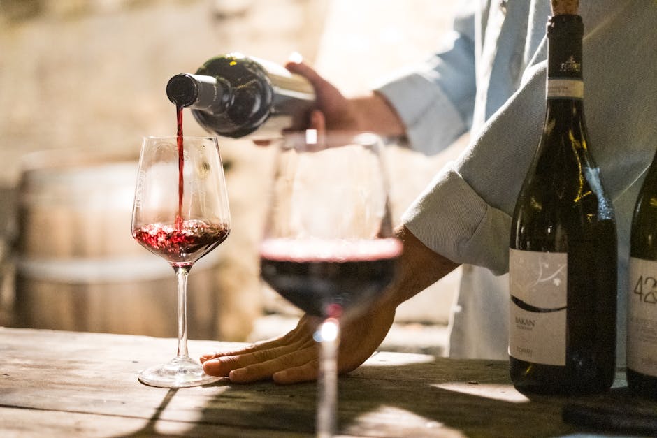 sommelier tasting red wine in Paris bar