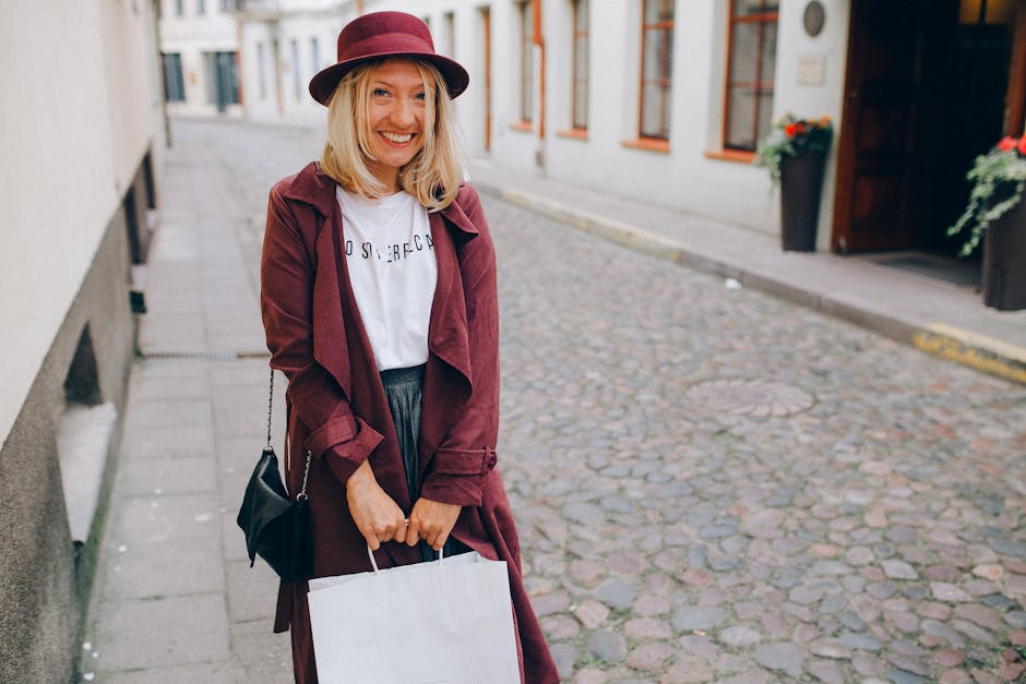 stylish woman holding  bag on Spanish street