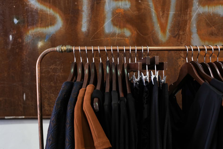 vintage clothing rack at boutique