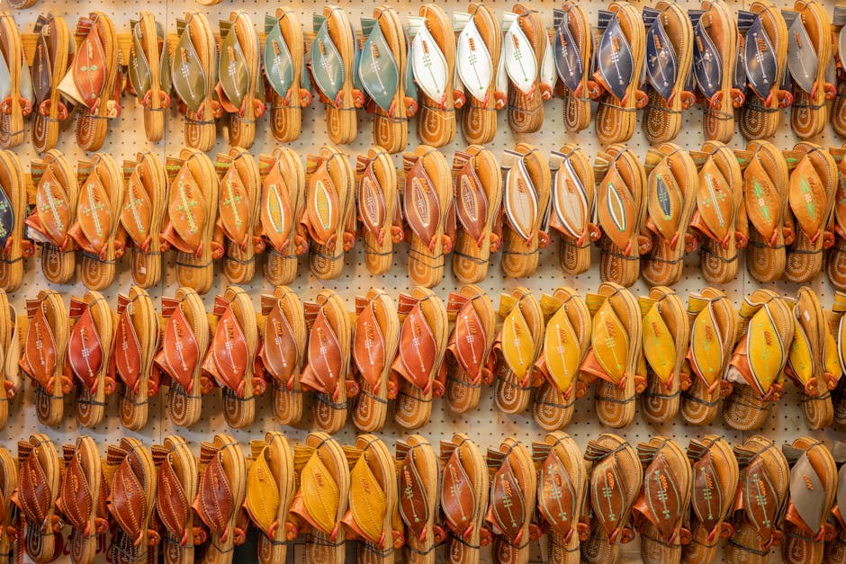 vintage colorful platform sandals display