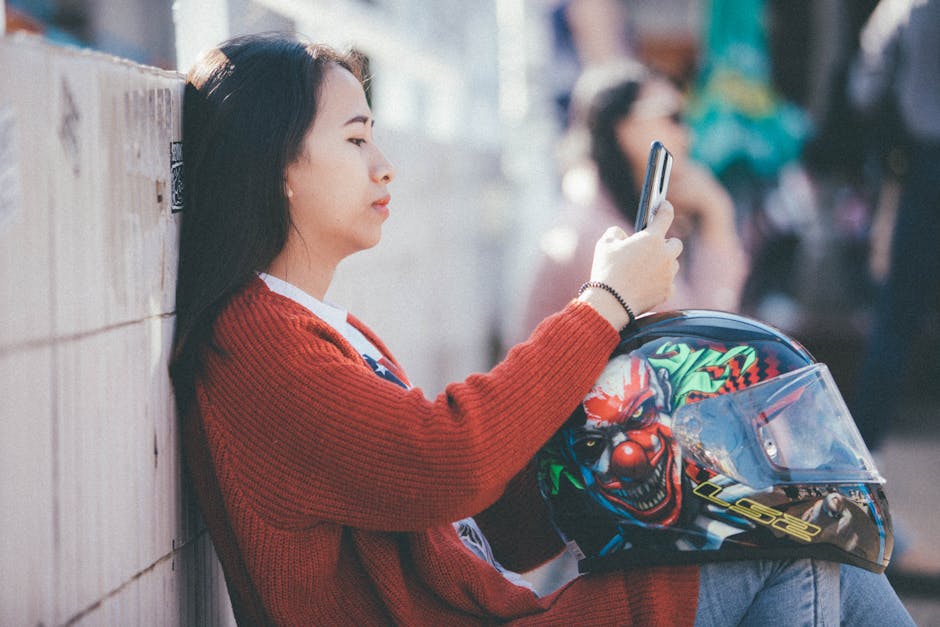 woman  on mobile phone colorful clothes