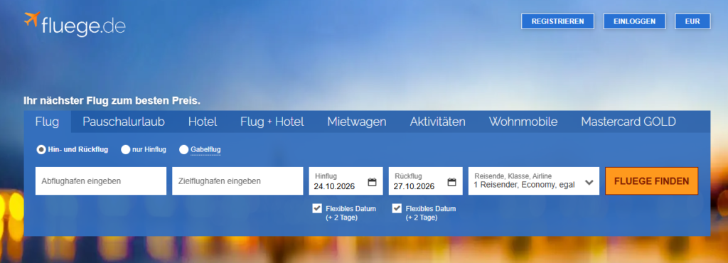 Entdecke günstige Flüge und spannende Reiseziele mit fluege.de